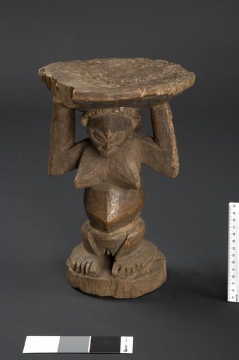Museum number: UEM15020&amp;#160;
Material: Wood&amp;#160;
Region and culture: Sankuru, Luba Kingdom&amp;#160;&amp;#160;
Description:&amp;#160;Chair or caryatid made of wood. A carved female figure is carrying the seat and functions as a pedestal. Height 30.5-32 cm.&amp;#160;&amp;#160;
The&amp;#160;object&amp;#160;was&amp;#160;donated&amp;#160;to&amp;#160;the&amp;#160;museum as part&amp;#160;of&amp;#160;Dr. Inge Heibergs&amp;#160;collection. 1905.&amp;#160;